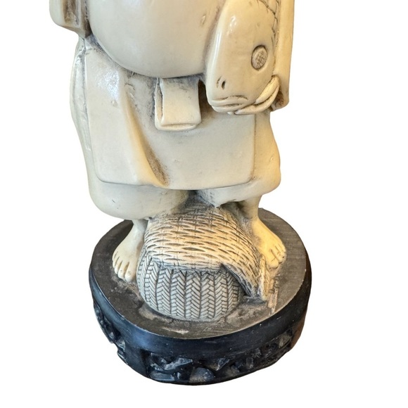 Great 19th Century Vintage Asian Fisherman Sculpture Figurine - Picture 4 of 14
